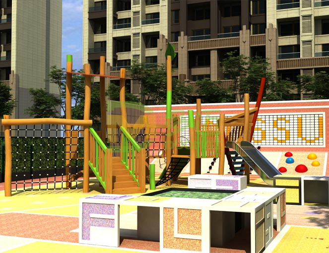 小区马卡龙风格儿童游乐园