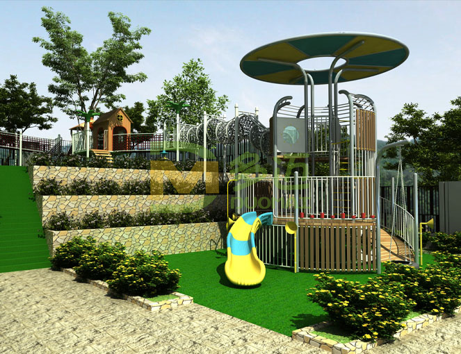 室外木制滑梯攀爬拓展游乐设施